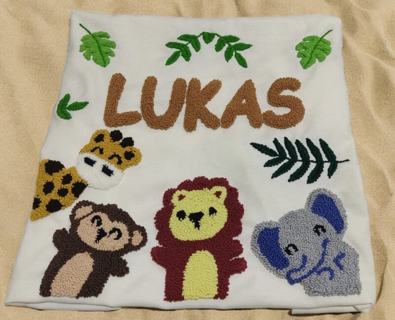 Personalized Safari Theme Pillow – Custom Name Jungle Animal Decor Cushion for Kids - Image 5