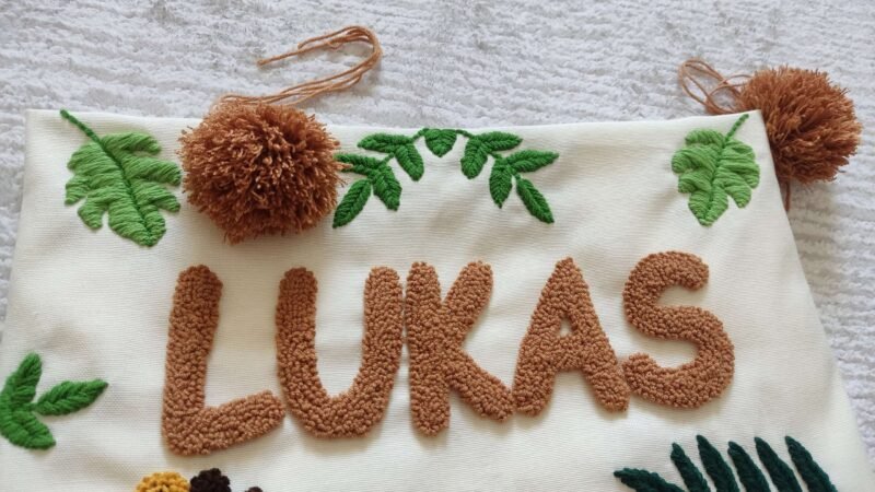 Personalized Safari Theme Pillow – Custom Name Jungle Animal Decor Cushion for Kids - Image 2