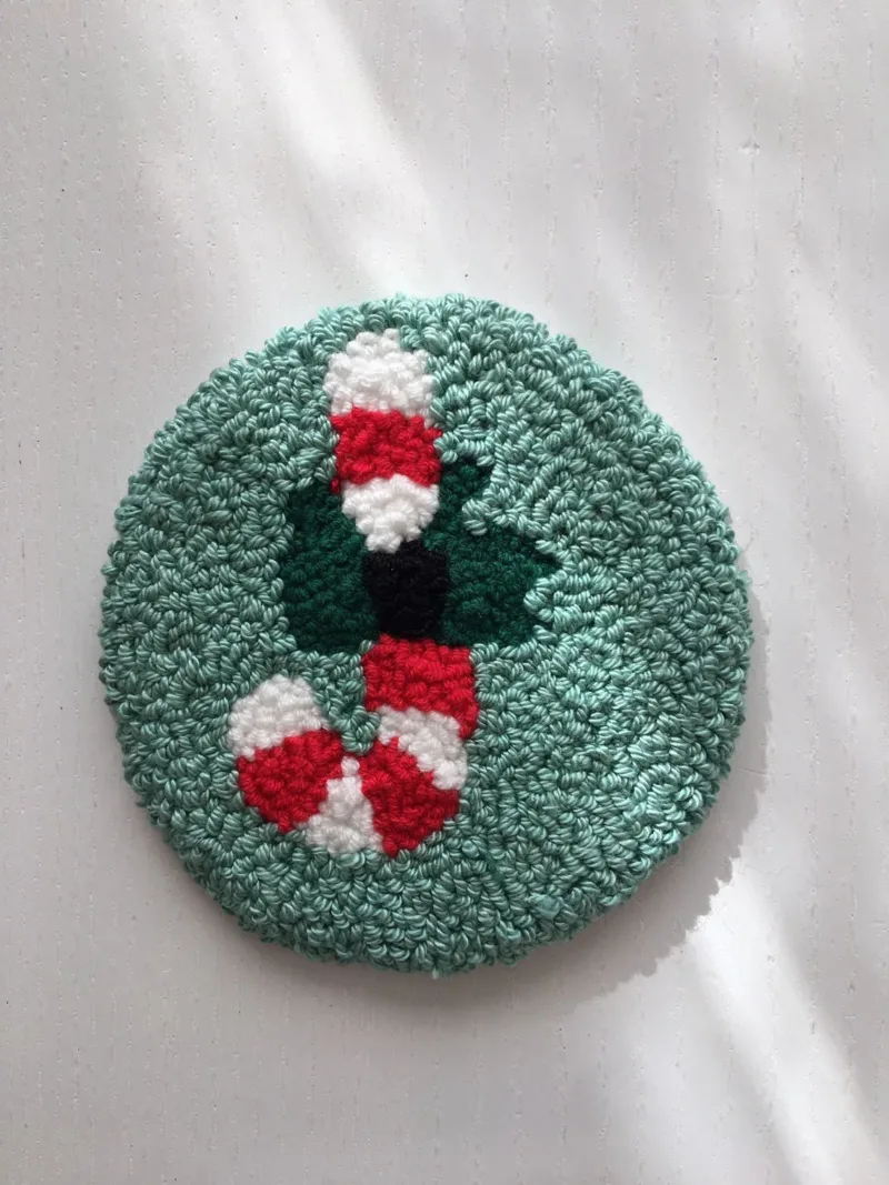 Christmas Coaster – Handmade Punch Needle Doily for Festive Decor - Image 5