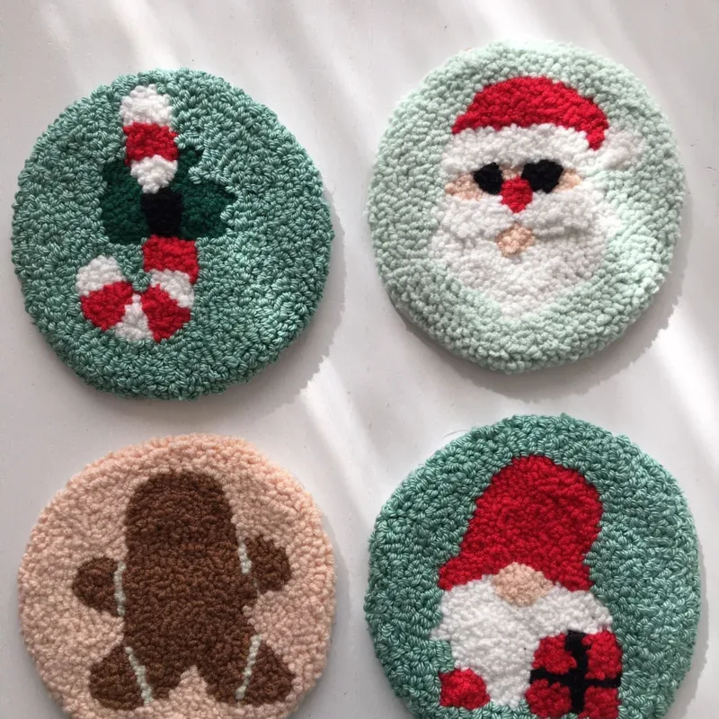 Christmas Coaster – Handmade Punch Needle Doily for Festive Decor