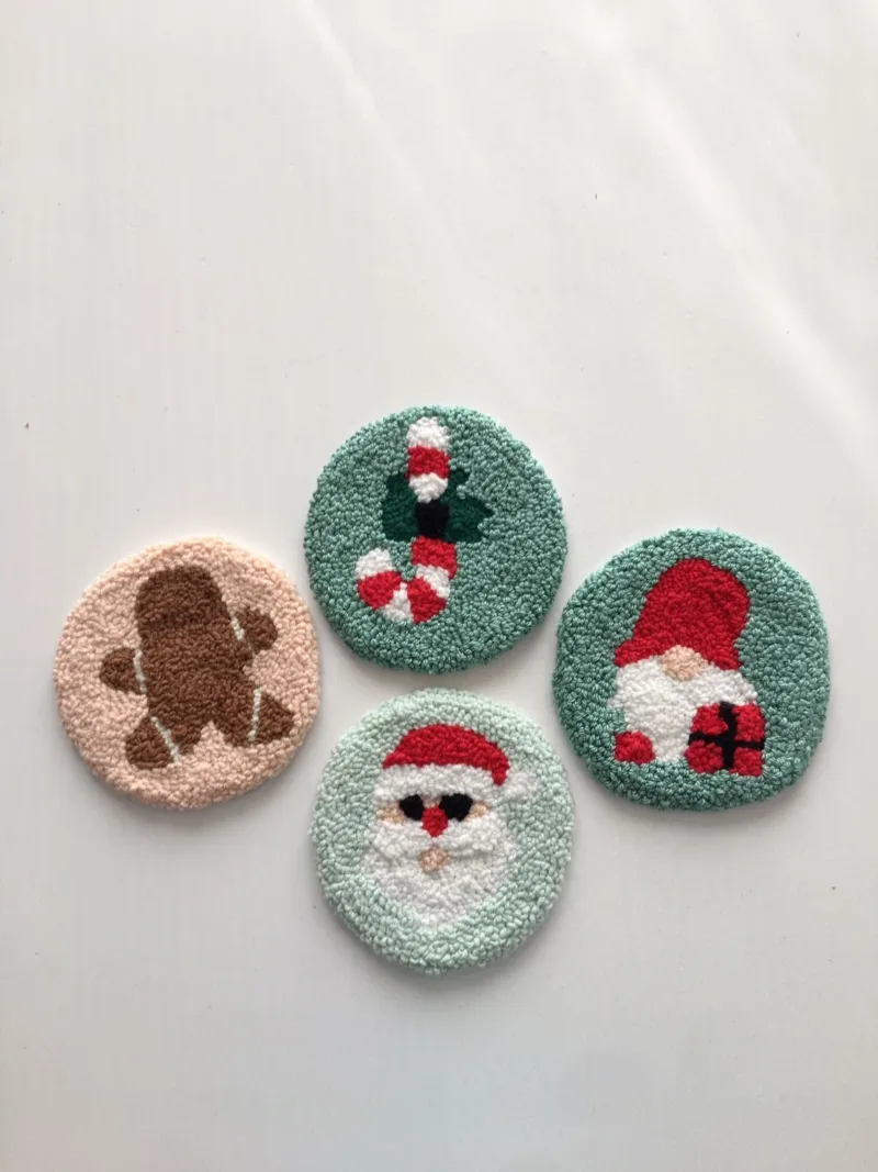 Christmas Coaster – Handmade Punch Needle Doily for Festive Decor - Image 2