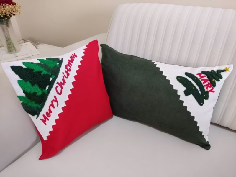 Punch Needle Pillow | Christmas Tree & Cozy Winter Cushion - Image 4