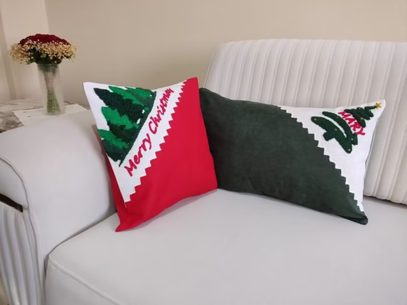 Punch Needle Pillow | Christmas Tree & Cozy Winter Cushion - Image 3