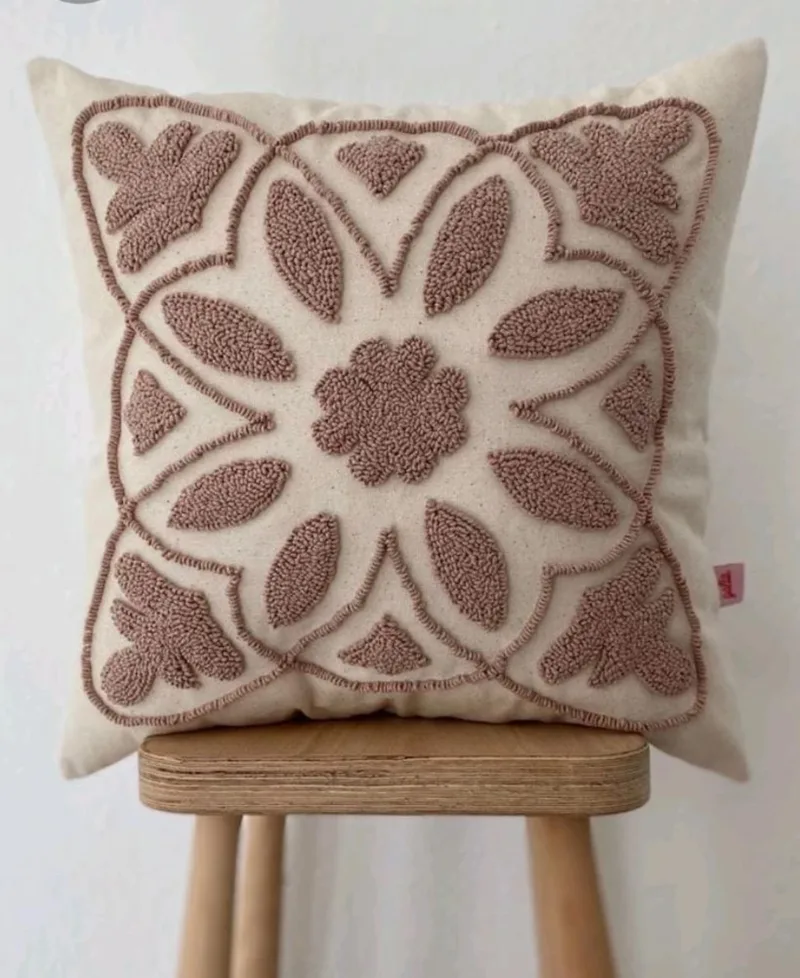Punch Needle Pillow with Ethnic Pattern – Perfect for 3 Room Types! - Image 5