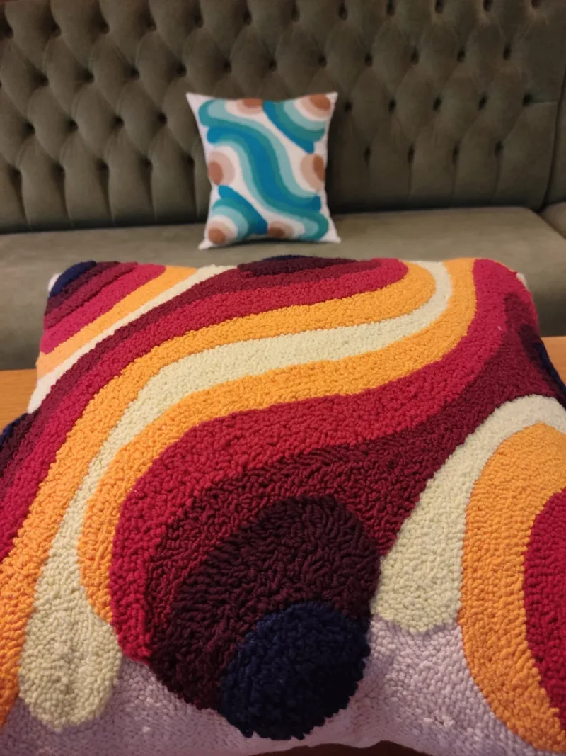 Abstract Hand Tufted Punch Needle Pillow