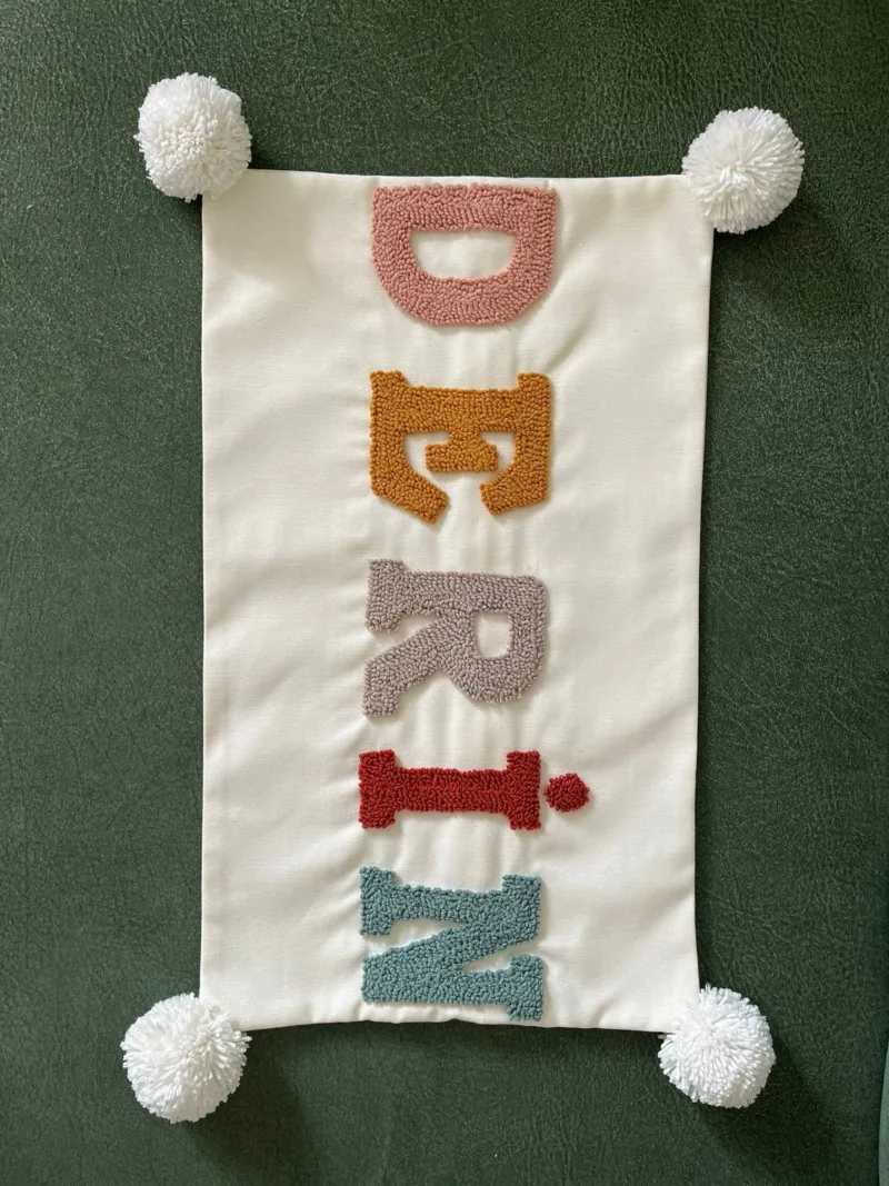 Personalized Punch Needle Cushion – Unique Nursery & Kids Room Decor - Image 3