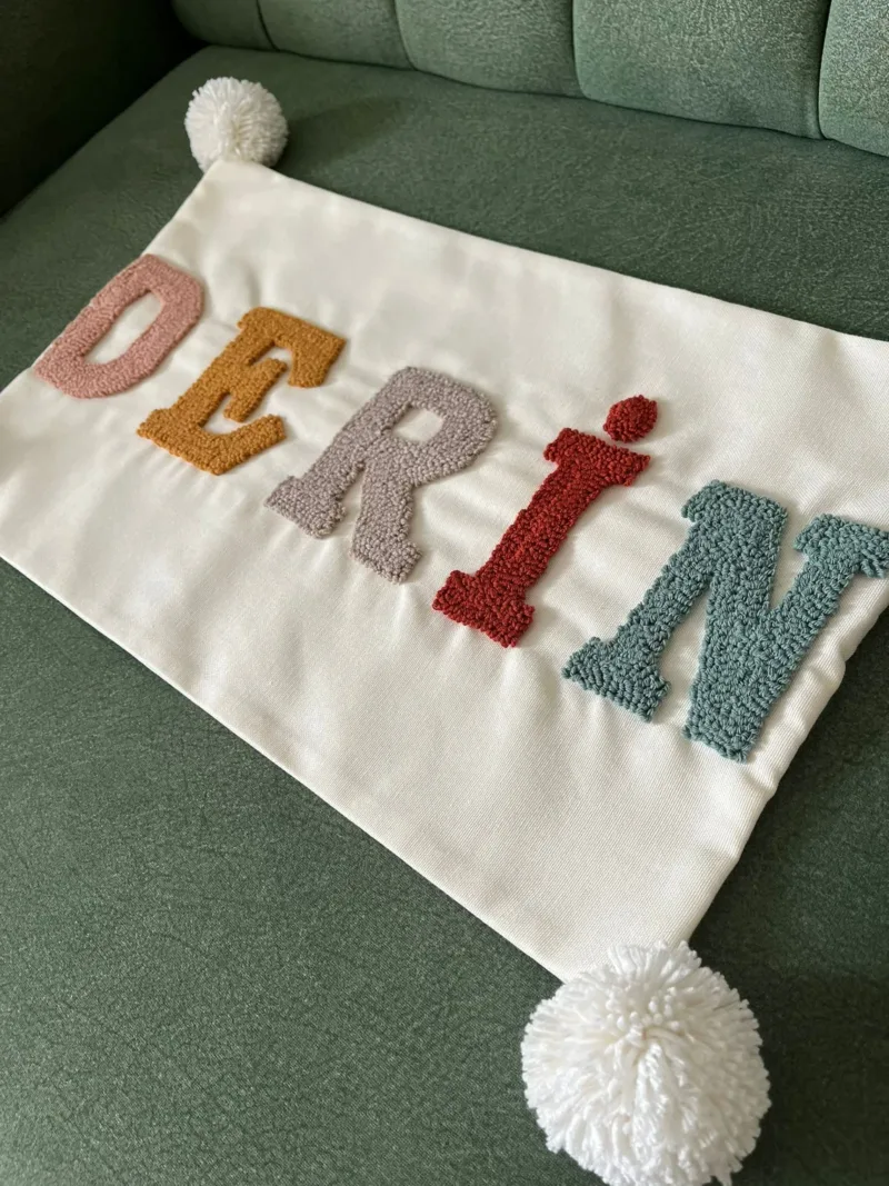 Personalized Punch Needle Cushion – Unique Nursery & Kids Room Decor - Image 2