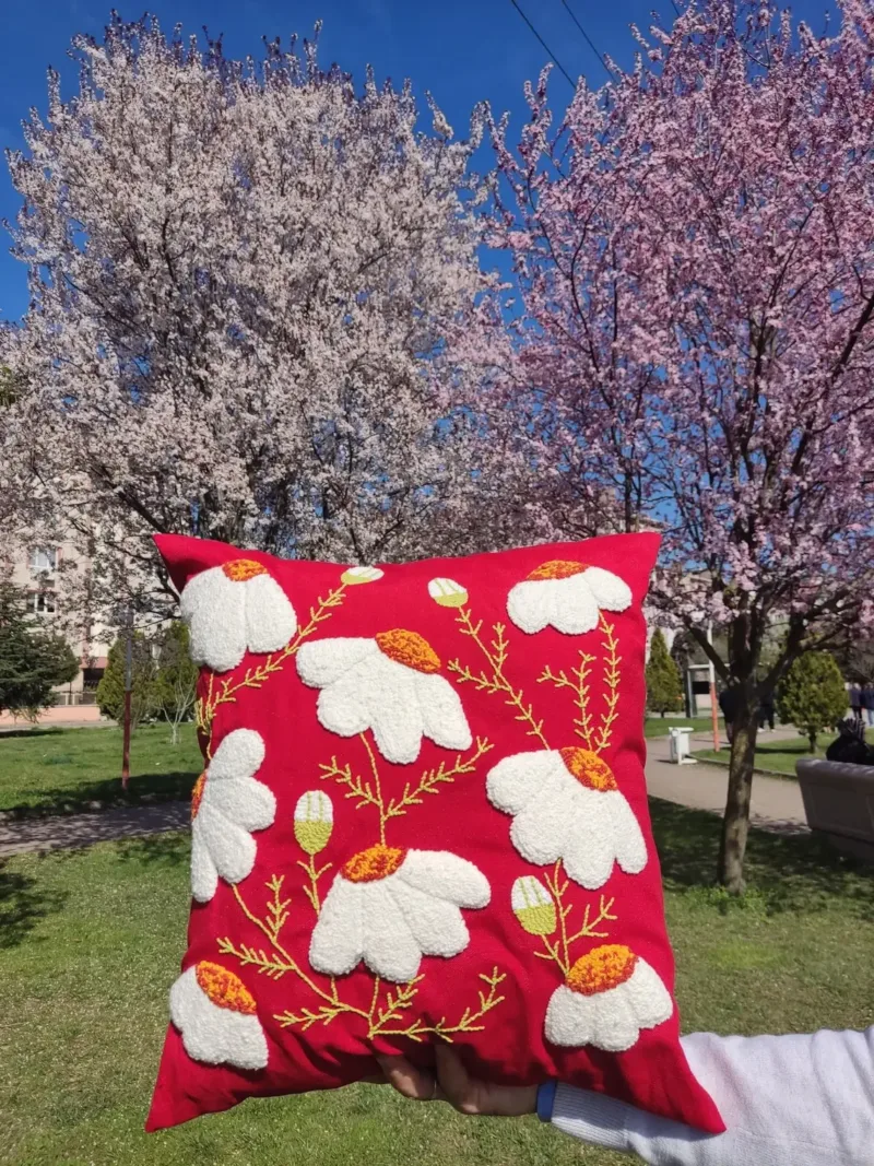 Punch Needle Floral Pillow Cover - Image 3