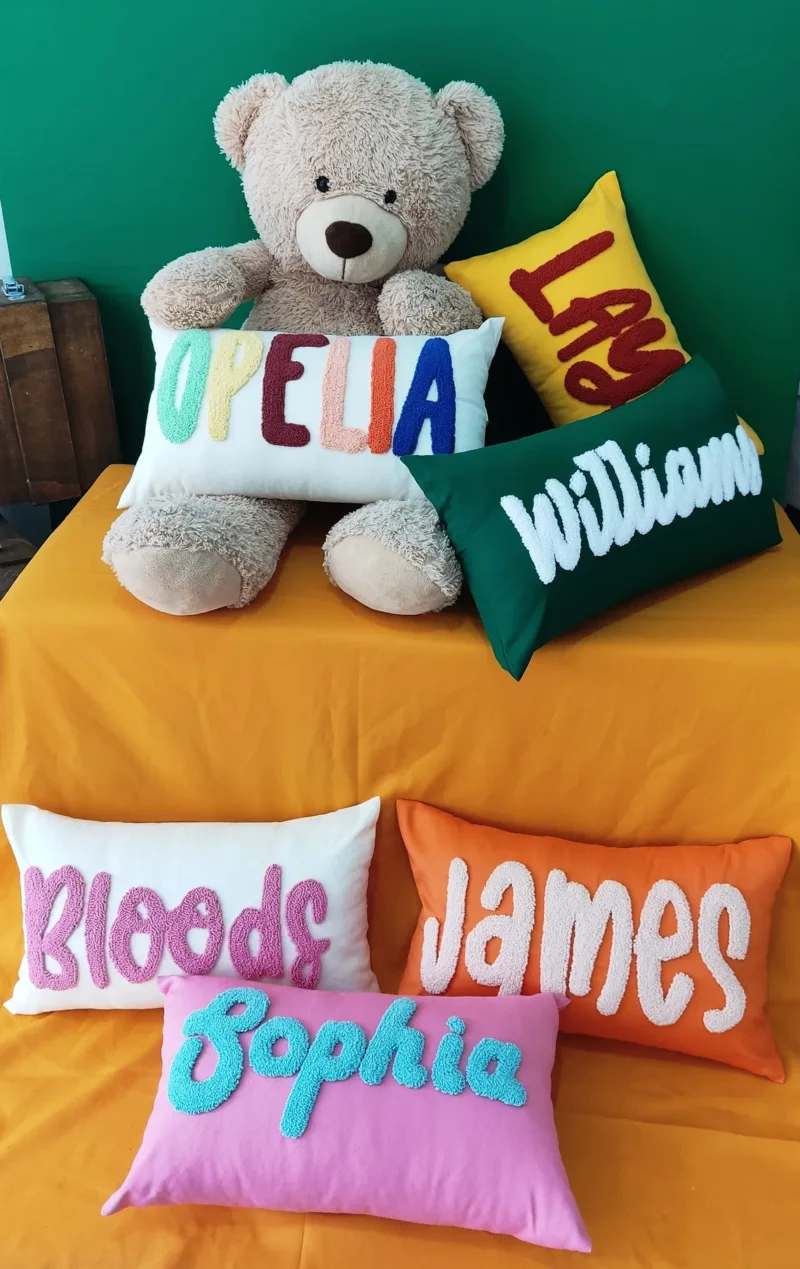 Personalized Baby Punch Needle Pillow - Image 6