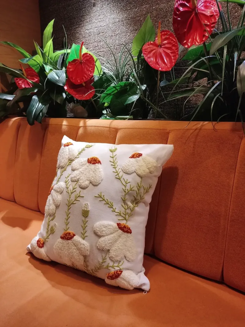 Punch Needle Floral Pillow Cover - Image 2