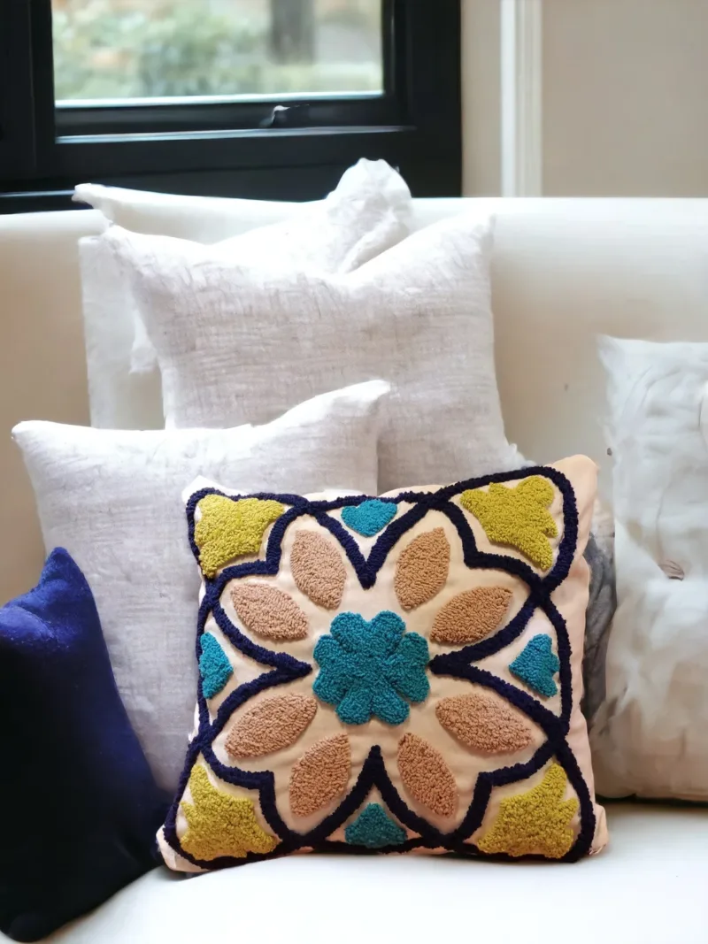 Punch Needle Pillow with Ethnic Pattern – Perfect for 3 Room Types! - Image 2