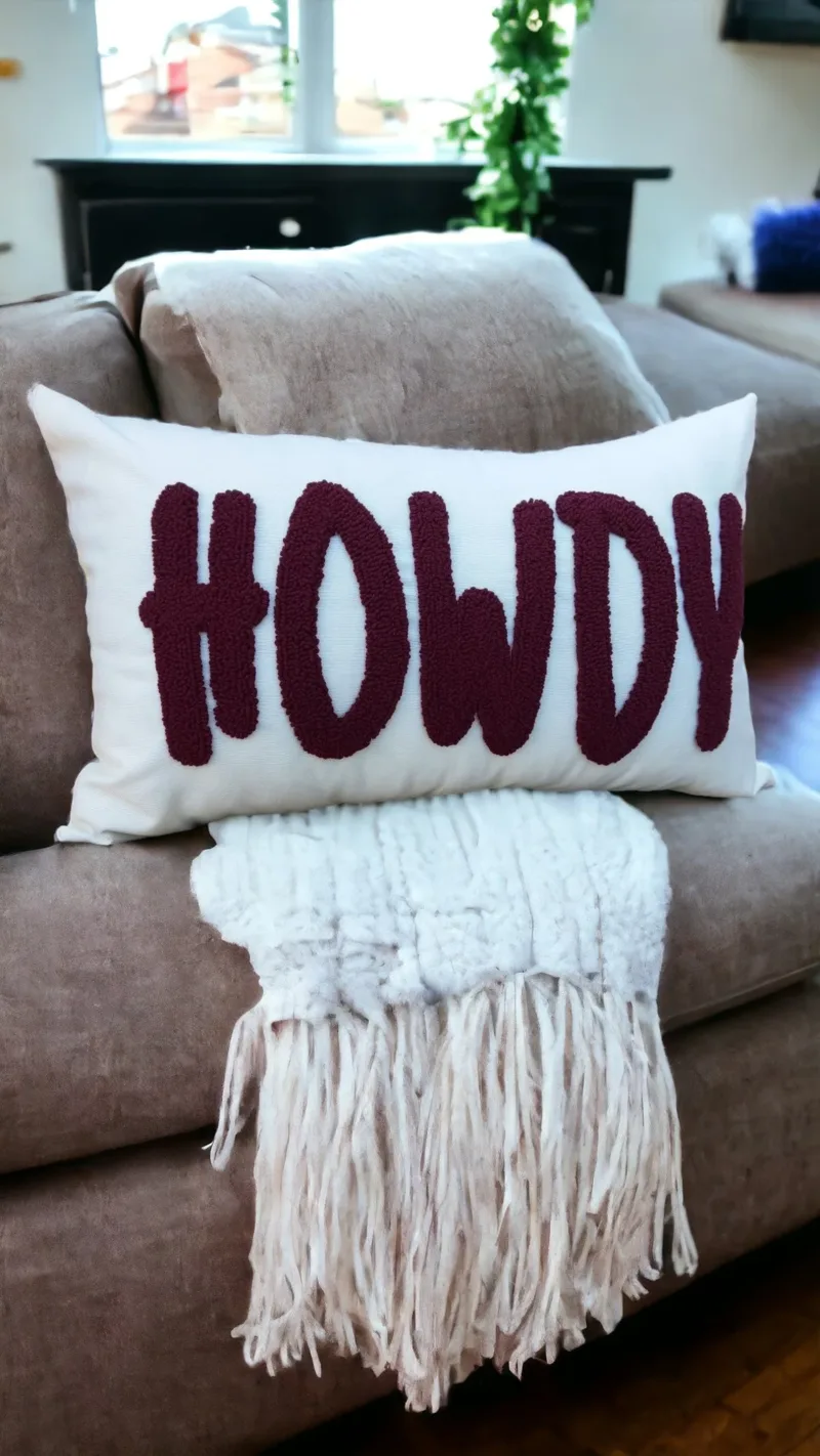 Howdy Embroidered Pillow