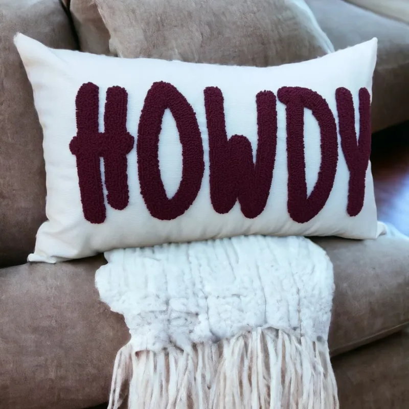 Howdy Embroidered Pillow
