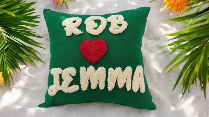 Personalized Couple Punch Needle Pillow - Image 4