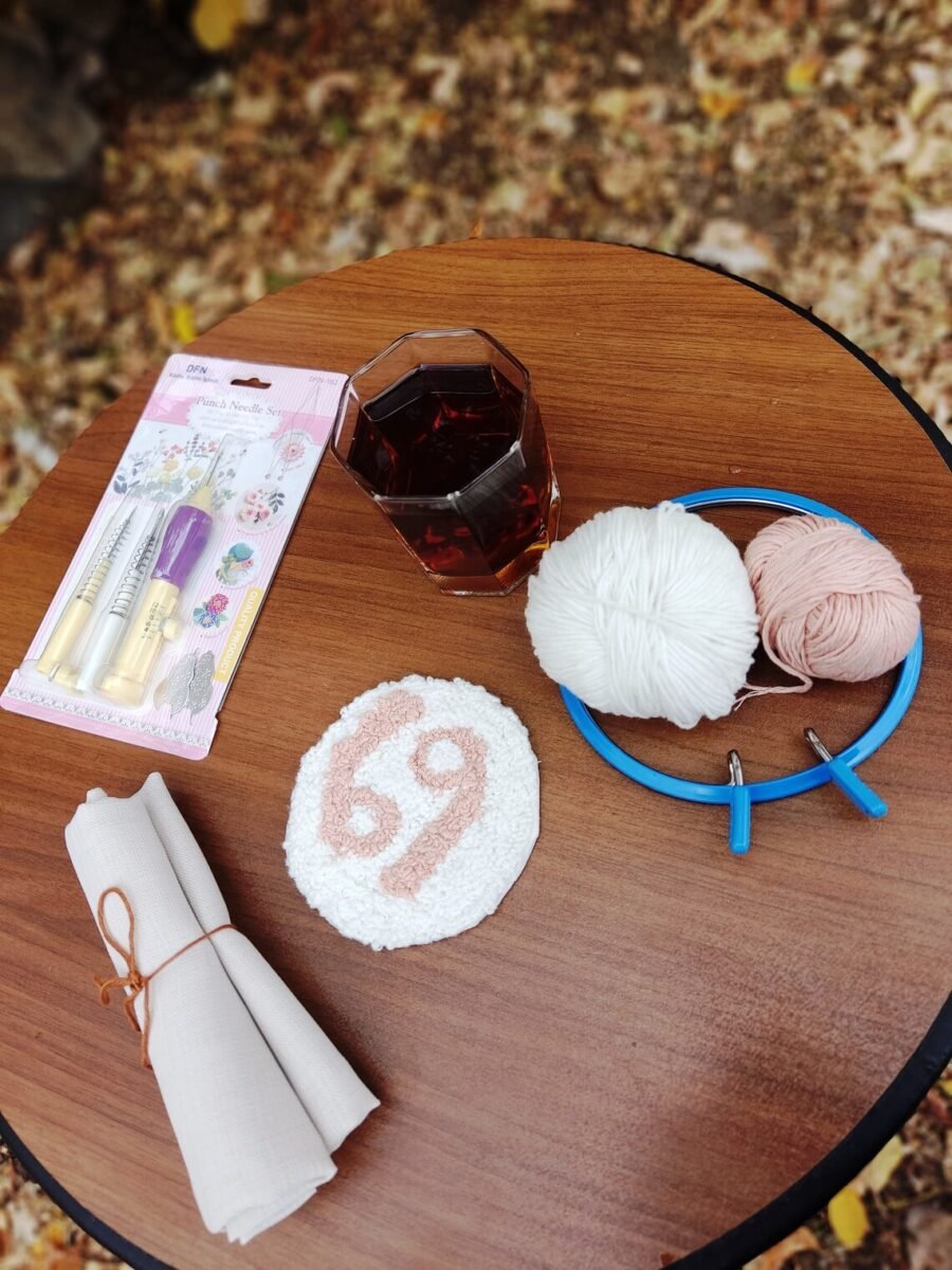 Cancer Punch Needle Coasters | Zodiac-Inspired Handmade Decor for Every Occasion - Image 3